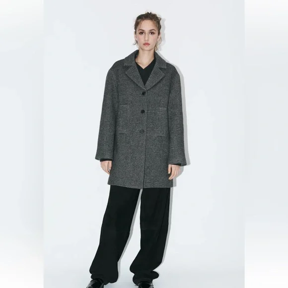 ★ZARA★ZW COLLECTION Wool-Blend Coat★Medium Gray WOOL BLEND COAT LIMITED EDITION - Taupe gray | ZARA United
